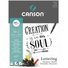 Блок паперу для летерінгу, гладкий папір Lettering Canson, 180 г/м2, 24х32 см, 20 аркушів