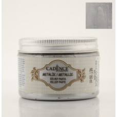 Текстурная паста для ткани металлик Fabric Metallic Relief Past Cadence, 150 мл, Серебро
