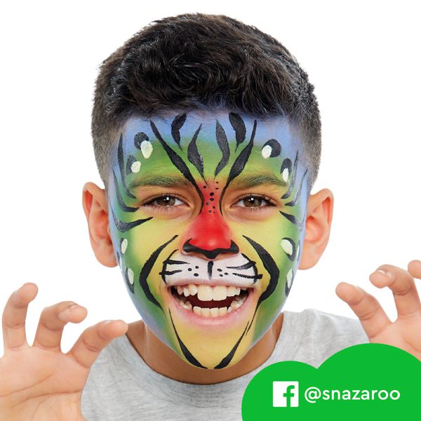 Набор для грима Snazaroo Animal World: 8 цветов, 1 губка, 1 кисточка, 2 трафарета, буклет