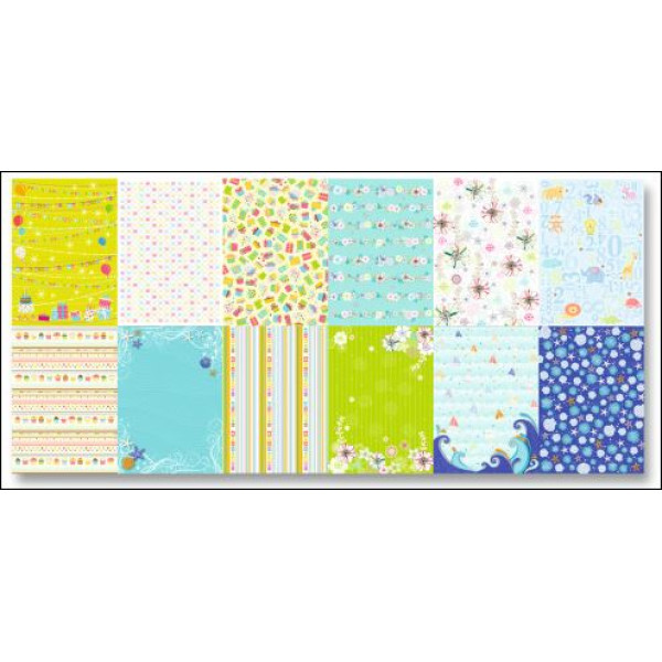 Набор дизайнерской бумаги Folia Design Paper Pads ВЕЧЕРИНКА 150 гр, A4 Асортi 12
