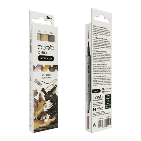 Набір маркерів Copic Ciao Set "Layer Mix" (3 шт), Pet Palette (V91+E31+W-5)
