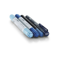 Набір спиртових маркерів з лайнерами Copic Ciao Set Doodle Pack Blue (2 маркери + 1 лайнер + 1 глітерна ручка)