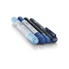 Набір спиртових маркерів з лайнерами Copic Ciao Set Doodle Pack Blue (2 маркери + 1 лайнер + 1 глітерна ручка)