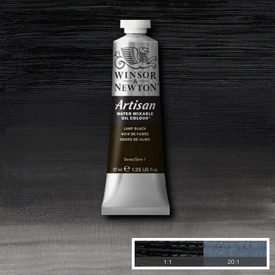 Краска масляная водорастворимая Winsor Artisan Water Mixable 37 мл, № 337, Lamp Black Ламповый Черный