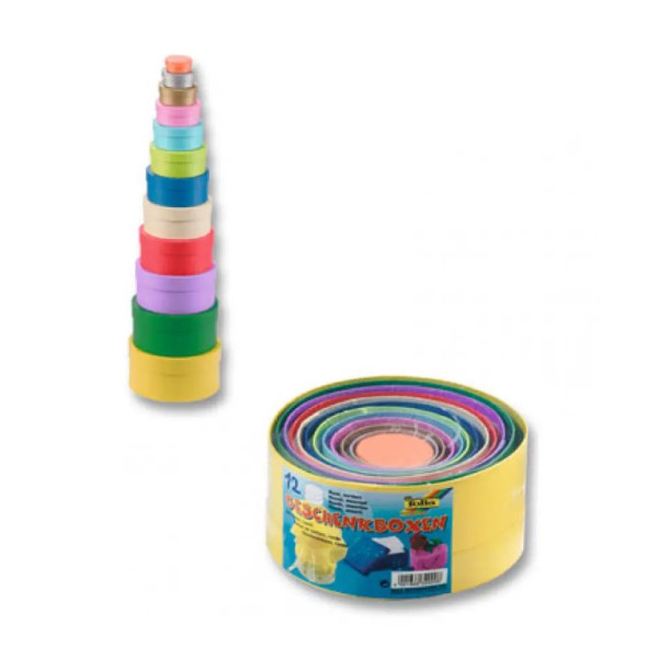 Бокс картонный для декора Folia Box for decor 12 assorted colours, Round Круглый, 12 шт, 12 цв