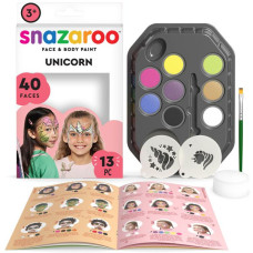 Набор для грима Snazaroo Unicorn Butterfly: 8 цветов, 1 губка, 1 кисточка, 2 трафарета, буклет