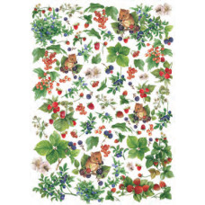 Карта для декупажу Ягоди, малина, чорниця, розмір 50x70 см арт DECOUP01_047