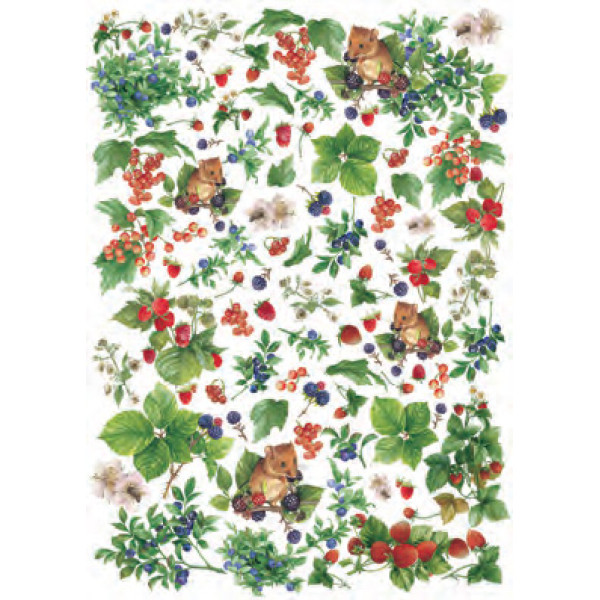 Карта для декупажу Ягоди, малина, чорниця розмір 50x70 см