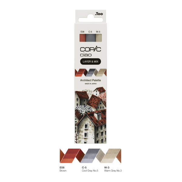 Набір маркерів Copic Ciao Set "Layer Mix" (3 шт), Architect Palette (E08+C-5+W-3)