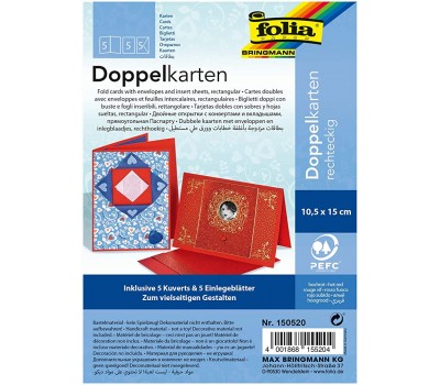 Заготовка для открытки прямоугольная Folia Cards, 220 г/м2, 10,5x15 см, № 20 Hot red Темно-красный