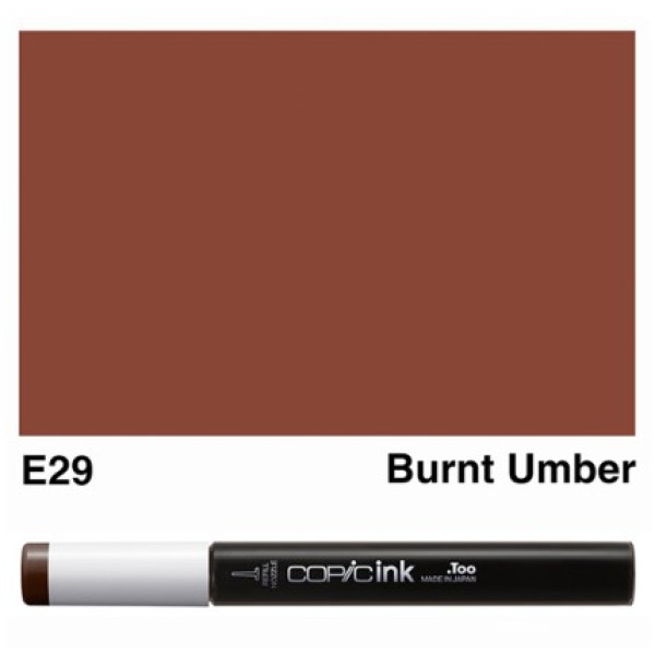 Заправка для маркерів COPIC Ink, E29 Burnt umber, Палена умбра, 12 мл