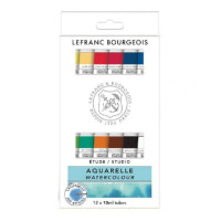 Набір акварельних фарб Studio Watercolour Set Lefranc, 12x10 мл, картонна упаковка