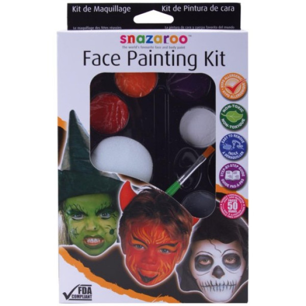 Набір фарб для аквагриму Хелловін Snazaroo Scary faces hanging paleitte kit (halloween kit), 8 кольорів + кисть та губка