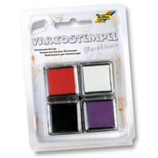 Набор чернил Folia Variostamp Ink Pads, Set I Ассорти, 4 кол: ярко-красный, белый, черный, фiоле арт 30170