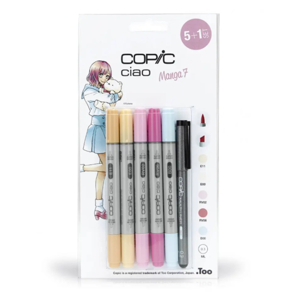 Набір маркерів Copic Ciao Manga 7, набір 5+1 лайнер