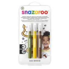 Набір ручок-кистей для гриму Snazaroo Brush Pen, 3x2 мл, оливковий, жовтий, коричневий