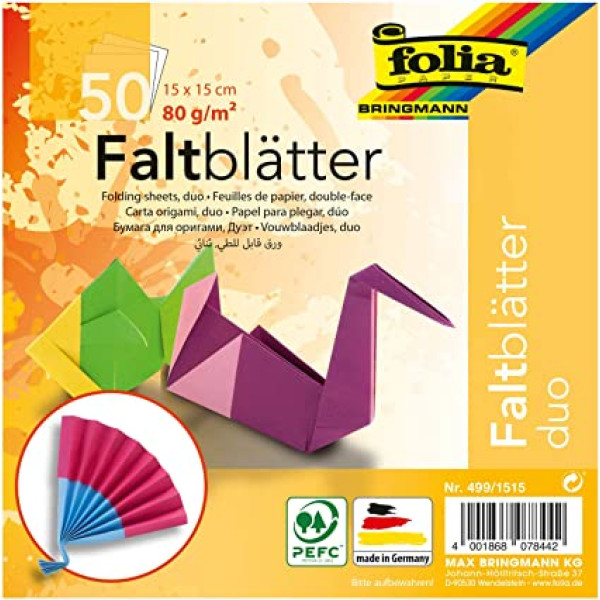Бумага для оригами Folia Folding Papers Basics intensive Точки 80 гр, 15x15 см