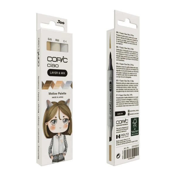 Набор маркеров Copic Ciao Set "Layer Mix" (3 шт), Mellow Palette (E43+R00+C-1)