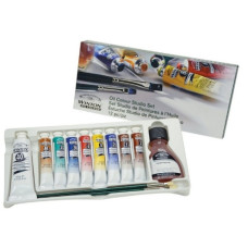 Масляные краски набор Winsor Winton Studio Set, 8х21 мл + белила 60 мл, растворитель + кисти арт 1490691