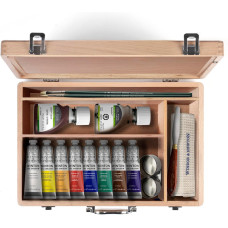 Набор масляных красок Winton Wooden Set, 8х37 мл + растворители 2 шт по 75 мл + 2 кисти + аксессуары