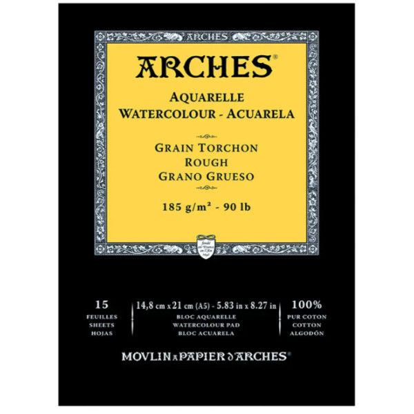 Альбом для акварели Arches Rough Natural White 185 г, 14,8x21 см, 15 листов