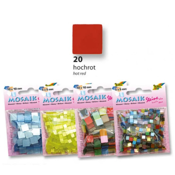 Мозаика Folia Gloss, 45 г/м2, 5x5 мм, 700 шт, № 20 Hot red Темно-красный