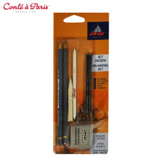 Набір для ескізів Conte Drawing Set, 2 олівці, 2 комелі, вугілля, клячка арт 750073