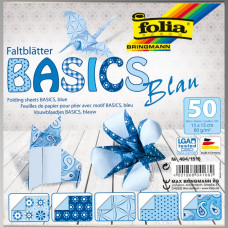 Папір для орігамі Folia Folding Papers 15x15 см, 50 аркушів, 80 г/м2, синій