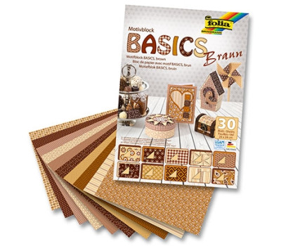 Набір паперу для скрапбукінгу Folia Design Papers Basics, 24х34 см, 30 листів, коричневий
