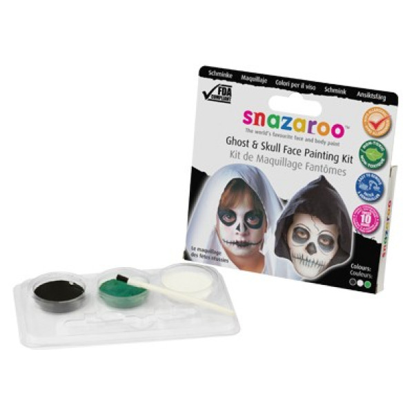 Набор красок для грима Snazaroo, кисточка Ghastly ghost skull , 3х2 мл арт. 1184050