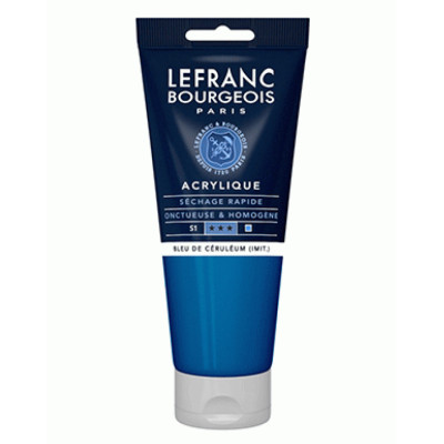 Акриловая краска Lefranc Fine Acrylic Color, 200 мл, № 065, Cerulean Blue Hue Церулиум Голубой