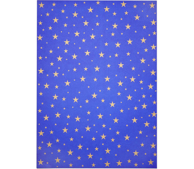 Картон для дизайну золоті зірки Folia Photo Mounting Board with gold stars 300 г/м2, 50x70 см, №34 Синій