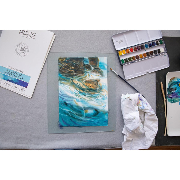 Набір акварельних фарб Lefranc Fine Watercolour Set Half Pans, напівквітка, 24 кол., в металевій упаковці
