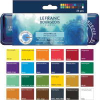 Набір акварельних фарб Lefranc Fine Watercolour Set Half Pans, напівквітка, 24 кол., в металевій упаковці
