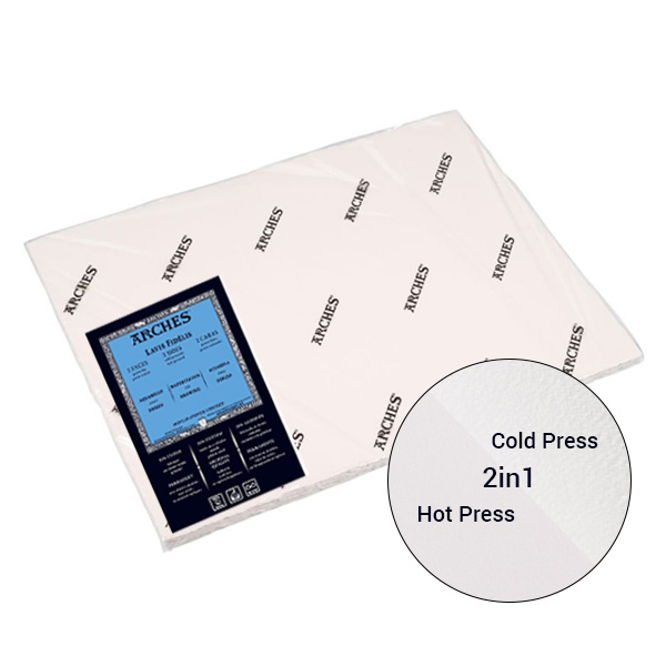 Папір акварельний двосторонній 2в1 Arches Cold Pressed/Hot Pressed, 220 г/м2, 50*64 см