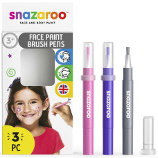Набір ручок-кистей для гриму Snazaroo Brush Pen, 3x2 мл, рожевий, фіолетовий, срібний