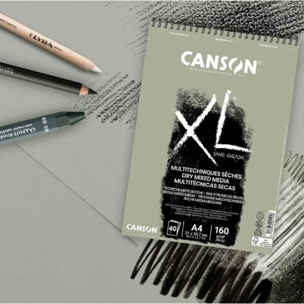 Альбом для эскизов на спирали XL Sand Grain 160 г, 21x29,7 см - A4, 40 листов, Canson, Grey