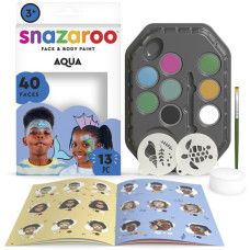 Набор для грима Snazaroo Underwater (Aqua): 8 цветов, 1 губка, 1 кисточка, 2 трафарета, буклет