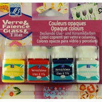 Набір вітражних фарб Glass Tile 4 х 20 мл непрозорі, артикул 210959