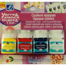 Набір вітражних фарб Glass Tile 4 х 20 мл непрозорі, артикул 210959