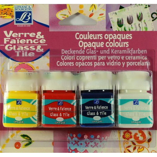 Набір вітражних фарб Glass Tile 4 х 20 мл. непрозорі, артикул 210959