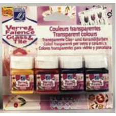 Набір вітражних фарб Glass Tile 4 х 20 мл прозорі, артикул 210958