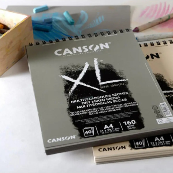 Альбом для эскизов на спирали XL Sand Grain 160 г, 21x29,7 см - A4, 40 листов, Canson, Natural