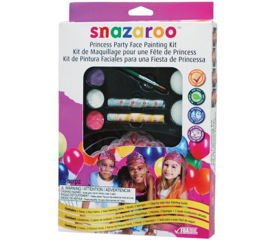 Набор красок для аквагрима для лица и тела Snazaroo Princess Gift set (3 краски, 2 мелка, 1 кисть, 2 спонжа)