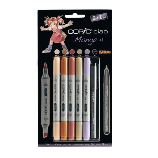 Набір маркерів для манги Copic Ciao Set Manga 4 (5 шт+1 лайнер)