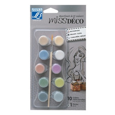 Набор акрила перламутрового Lefranc Miss Deco set Deco Metallic, 10шт + кисточка арт 211632