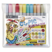 Набор маркеров с книгой для начинающих Copic Ciao + Book Illustration Beginners 12 шт