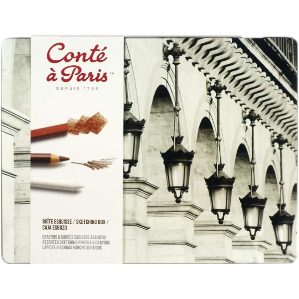 Набор карандашей для графики в металическом боксе Conte a Paris SKETCHING, 21 предмет