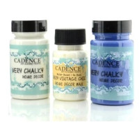 Набір крейдової фарби Cadence Very Chalky Home Decor №10: античний білий, темно-синій (90 мл) + віск