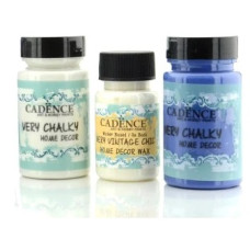 Набор меловой краски Cadence Very Chalky Home Decor №10: античный белый, темно-синий (90 мл) + воск